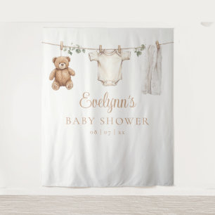 Boho Clothesline Baby Shower Photo Backdrop Tapestry