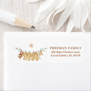 Boho Clothesline Baby Shower Return Address Label
