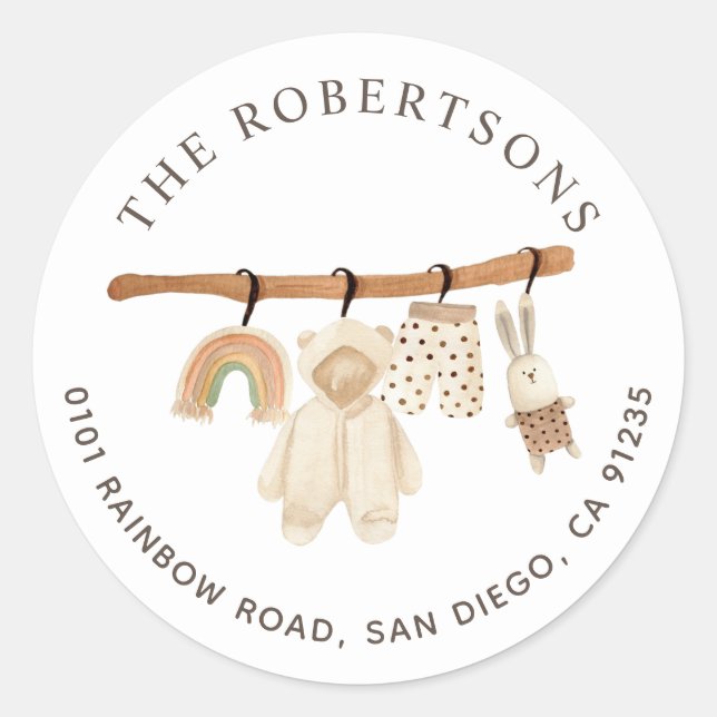 Boho Clothesline Classic Round Sticker (Front)