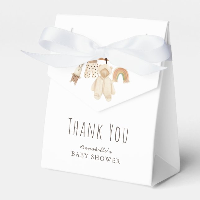 Boho Clothesline Gender Neutral Baby Shower Favor Box (Front Side)