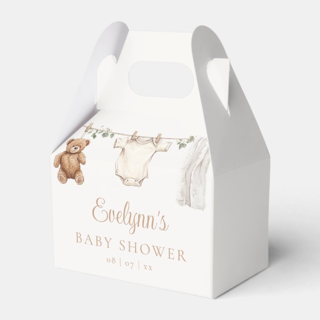 Boho Clothesline Gender Neutral Baby Shower Favor Box (Front Side)