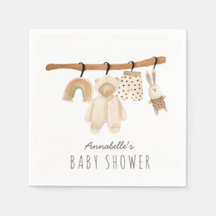 Boho Clothesline Gender-Neutral Baby Shower Napkin