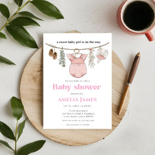  Boho Clothesline  Girl Baby Clothes  Baby Shower  Invitation