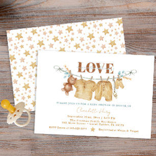 Boho Clothesline Watercolor Baby Shower Invite