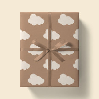 Boho Clouds Sky Simple Gender Neutral Kids Tan Wrapping Paper