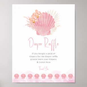 Boho Coastal Diaper Raffle Baby Shower Poster