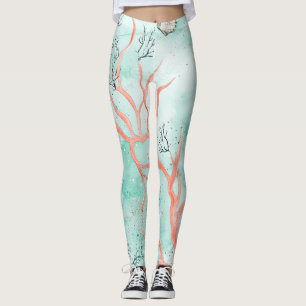 Boho Coastal Seashell Pattern Leggings
