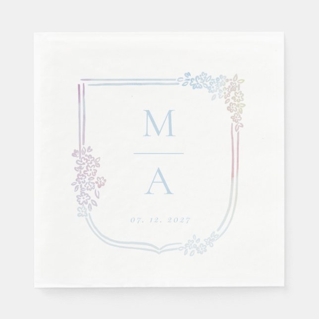 Boho  Coat of arms  -  pastel initials Napkin (Front)