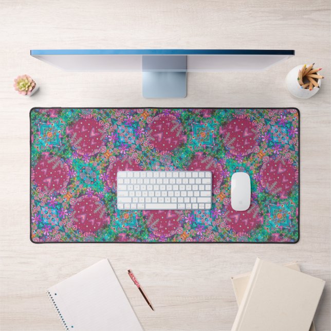 Boho Coeur rose Motif Floral Fun Inspirivité (Bureau 1)