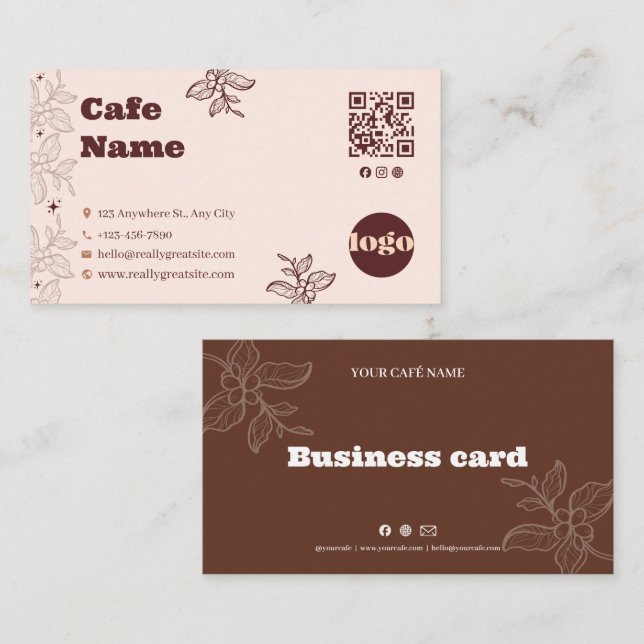 Boho Coffee Café Business Card (Front/Back)