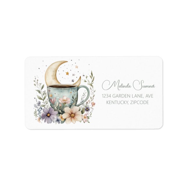 Boho Coffee Flower Address Label (Front)