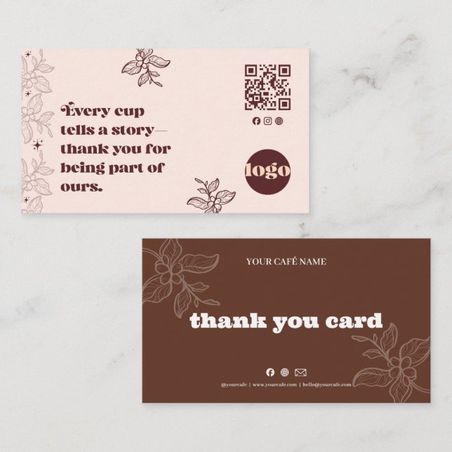 Boho Coffee Shop Thank You Card (Front/Back)