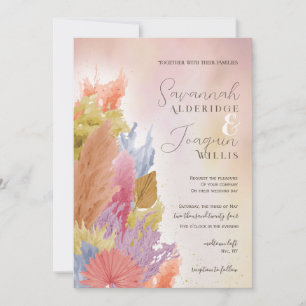 BOHO COLORFUL DRIED GRASS WATERCOLOR INVITATION