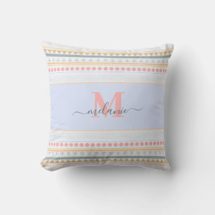 Boho colourful Abstract Monogram Throw Pillow