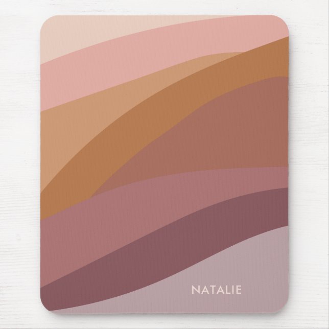 Boho Colourful Abstract Retro Name Mouse Pad (Front)