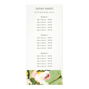 Boho Colourful Green Pink Painted Floral Price Lis Rack Card