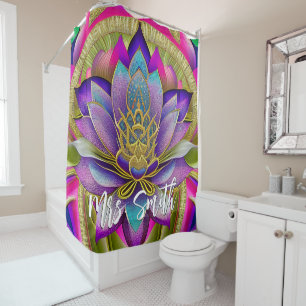 Boho Colourful Lotus with Gold and Silver Glitter