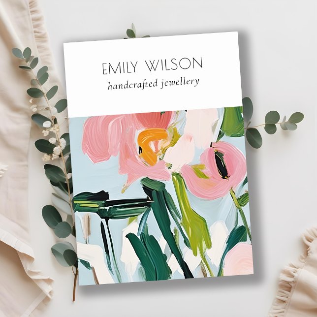 Boho Colourful Painted Floral Blank Jewellery Disp Business Card (Creator Uploaded)