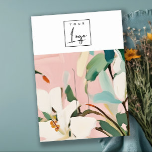 Boho Colourful Pink Teal Painted Floral Haipin Log Business Card