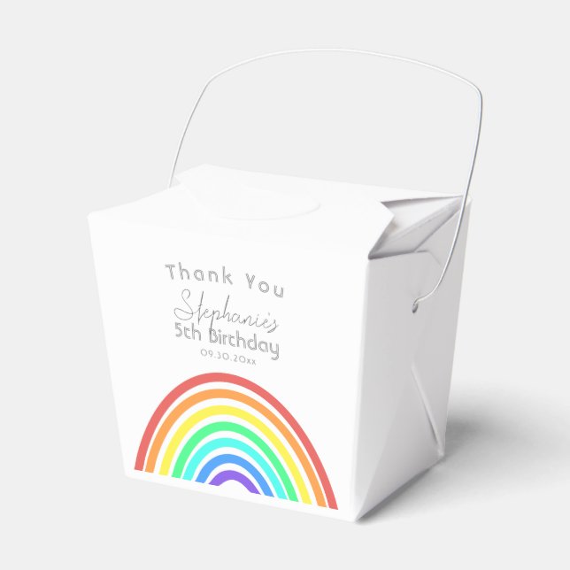 Boho Colourful Rainbow and Stripes Birthday Party  Favor Box (Front Side)