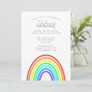 Boho Colourful Rainbow and Stripes Birthday Party Invitation