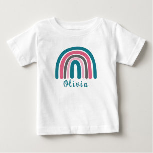 Boho Colourful Rainbow With Personalized Name Baby T-Shirt