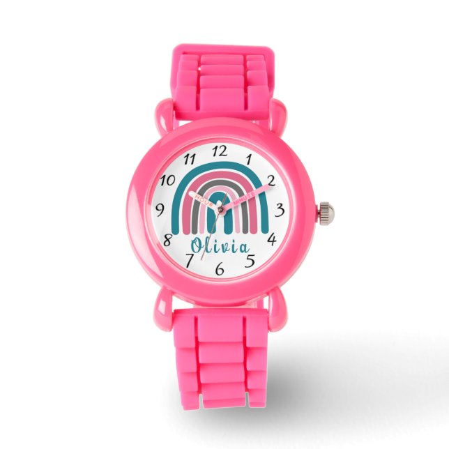 Boho Colourful Rainbow With Personalized Name  Watch (Front)