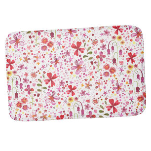Boho Colourful Watercolor Floral Bath Mat
