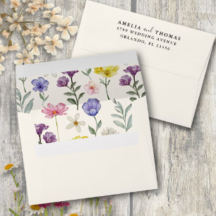 Boho Colourful Wild Flower Wedding Envelope