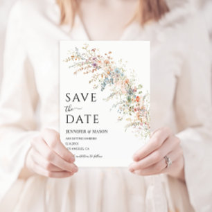 Boho Colourful Wildflower Spring Save The Date Invitation