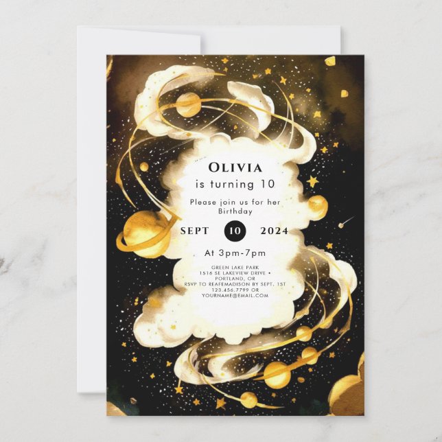 Boho Comet Space Birthday Invitation (Front)