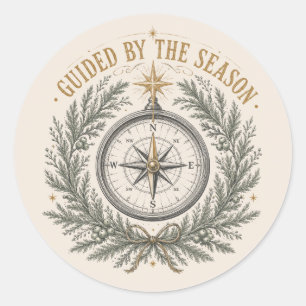 Boho Compass Christmas Travel Decal Classic Round Sticker