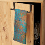 Boho Copper Blue Floral Damask Grunge Kitchen Towel<br><div class="desc">Blue,  Copper,  and Teal boho floral damask grunge.</div>