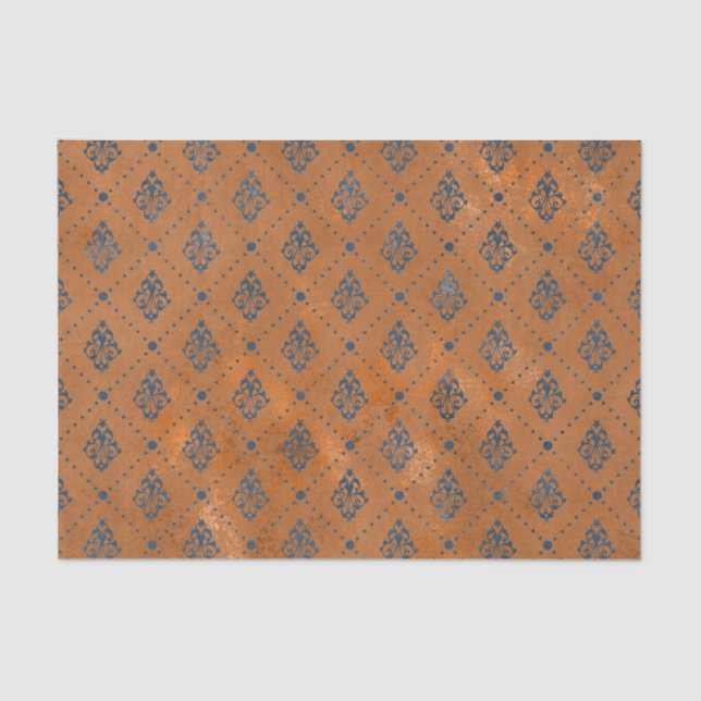 Boho Copper Blue Graphic Art Deco Tissue Paper (Front)