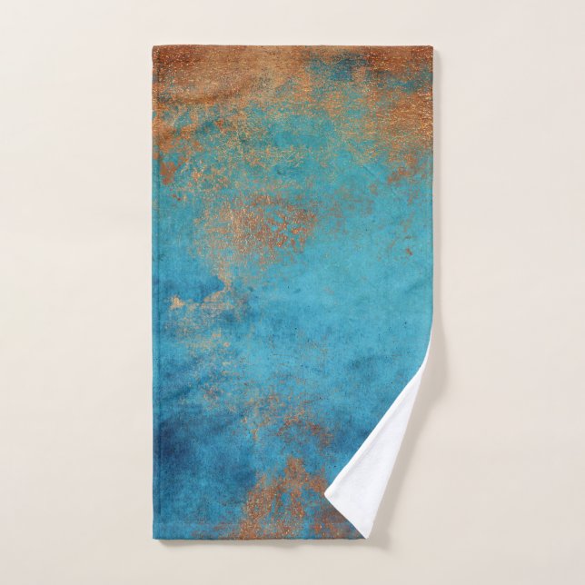 Boho Copper Blue Rustic Hand Towel (Hand Towel)