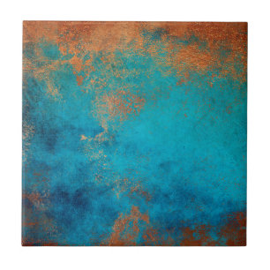 Boho Copper Blue Rustic Tile