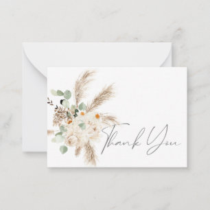 Boho Copper Eucalyptus Pampas Floral Thank You Card