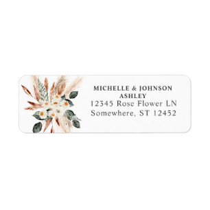 Boho Copper Feuilles & Pampas Adresse de retour La