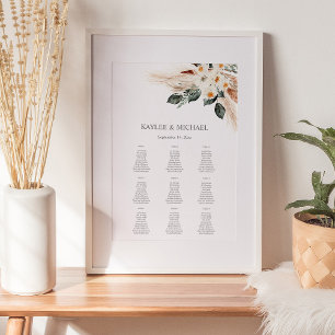 Boho Copper Pampas Floral Event Seating Chart -9