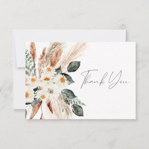 Boho Copper Pampas Grass Floral Thank You Card