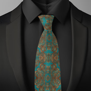 Boho Copper Turquois Elegant Pattern Tie