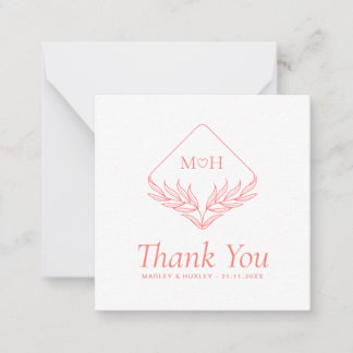 Boho Coral Pink White Budget Thank You Card