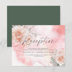 BOHO Coral Rose Flowers Watercolor Reception