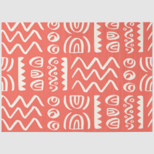 Boho Coral White Patterned Decoupage Tissue Paper