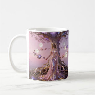 Boho Cosmic Bloom Pink CoffeeCups Women Ethereal Coffee Mug