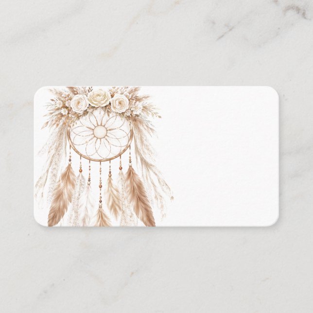 Boho Cottage Shabby Chic Feathers Business Card (Front)