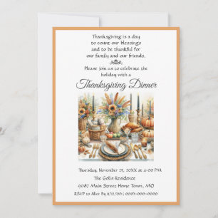 Boho Cottage Thanksgiving Dinner Family Friends Invitation