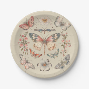 Boho Cottagecore Monarch Butterfly Paper Plate