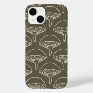 Boho Cottagecore Mushrooms Hand Drawn Sage Green Case-Mate iPhone 14 Case