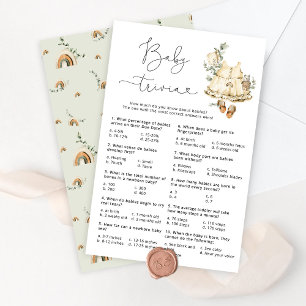 Boho cottagecore outfit nursery baby trivia game